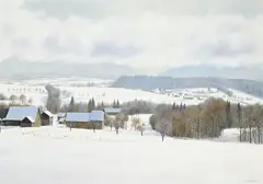 Claude Sauthier, Paysage hivernal, huile sur panneau