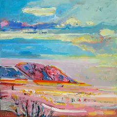 Jean Krillé, Paysage, 1989, huile sur pavatex