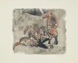 Robert Hainard, La renarde à la patte coupée, bois gravé