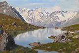 Louis Camille Gianoli, Sans titre, Vue sur le val d'Arolla depuis le lac Tsaté, huile sur toile