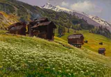 Louis Camille Gianoli, Paysage du Val d'Hérens au-dessus de la Forclaz, huile sur toile