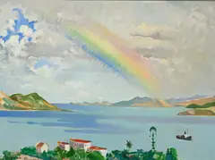 Henri Dufaux, L'arc en ciel, huile sur toile