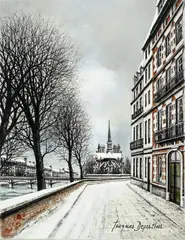 Jacques Deperthes, Notre-Dame de Paris et le quai d'Orléans, huile sur toile