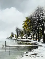 Jacques Deperthes, Sur les bords du lac Léman, huile sur toile