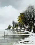 Jacques Deperthes, Sur les bords du lac Léman, huile sur toile