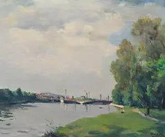 Émile Bressler, La Seine à Saint-Cloud, huile sur toile