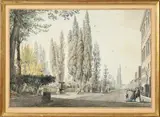 Abraham-Louis-Rodolphe Ducros, Villa Montalto-Negroni, aquarelle sur traits gravés