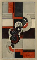 Robert Michel, Die geborene Acht, 1922, encre, lavis et rehauts à la gouache blanche sur papier