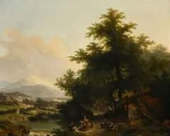 Wolfgang Adam Töpffer, Paysage avec figures près d'une rivière, 1801, huile sur toile