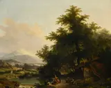 Wolfgang Adam Töpffer, Paysage avec figures près d'une rivière, 1801, huile sur toile