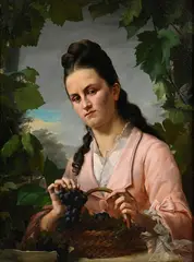 Léon Jean Pétua, Élégante au panier de raisins, 1877, huile sur toile