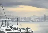 Claude Sauthier, Le quai des Eaux-Vives, huile sur panneau