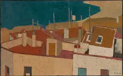 Walter Mafli, Toits de maison, 1994, huile sur toile