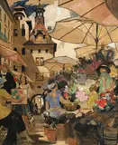 William Otway McCannell, Place du Molard, huile sur toile