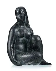 Jean Daniel Guerry, Nu à la natte, sculpture en bronze