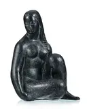 Jean Daniel Guerry, Nu à la natte, sculpture en bronze