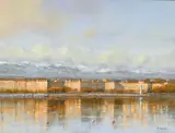 Roger Delapierre, La jetée des Pâquis, 2005, huile sur toile