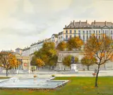 Roger Delapierre, Place Neuve en automne, 2001, huile sur toile