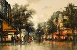 Sergio Cecchi, Boulevard Saint-Michel, huile sur toile