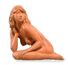 Otto Bindschedler, Jeune fille accroupie, 2001, sculpture en terre cuite