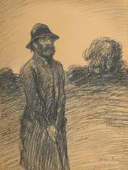 Théophile Steinlen, Vagabond, fusain sur papier