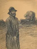 Théophile Steinlen, Vagabond, fusain sur papier