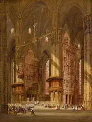 Henry Schafer, Milan Cathedral, huile sur toile