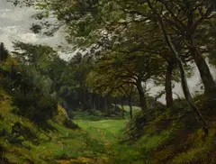 Paysage forestier by Charles Desavary, huile sur panneau, sold Sep 2025