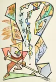 Léopold Survage, Composition cubiste animée, 1950, aquarelle sur papier