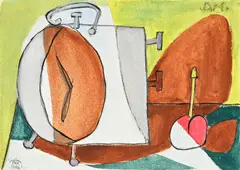 Dora Maar, Nature morte au réveil, 1941, aquarelle, encre et crayon de graphite sur papier