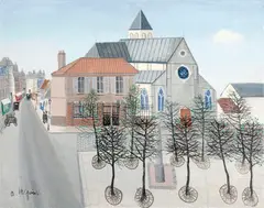 Armand Guérin, Eglise des Saints, huile sur toile
