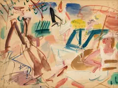 Gen Paul, Dimanche après-midi, gouache sur papier marouflée sur toile