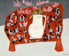 Victor Bauer, Nature morte au bouquet de lys, 1950, huile sur toile