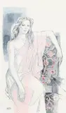 Édouard Georges Mac-Avoy, Femme drapée de rose, 1977, huile sur toile