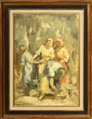 Jean Heitmann, Sans titre, 1976, suite de 2 huiles sur toile et 3 huiles sur isorel