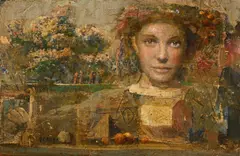 Mersad Berber, Femme dans un paysage, 2000, huile sur panneau