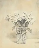 Pedro Moreno Meyerhoff, Cuatro rosas, 1999, crayon sur papier contrecollé sur panneau