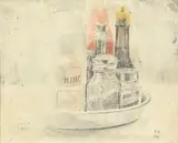 Pedro Moreno Meyerhoff, Estudio de botellas, 1994, aquarelle sur papier