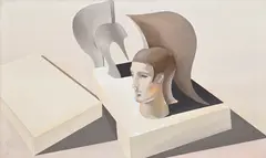 Casque antique by Christos Caras, 1974, huile sur toile, sold Jun 2025