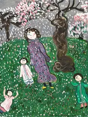 Dora Holzhandler, Mother and Child Playing, 1982, huile sur carton
