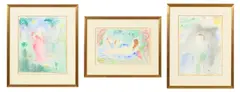 Dora Holzhandler, Feeding the Birds, 1981, suite de 3 encres et aquarelles sur papier