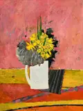 René Genis, Jonquilles, huile sur papier marouflé sur toile