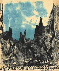 Jean Cortot, Purgat. p. 130, canto XIV, 2009, technique mixte et collage sur papier
