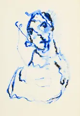 Henri Michaux, Buste de femme, aquarelle sur papier