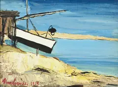 Alan Lowndes, Spanish fishing Boat, 1959, huile sur panneau