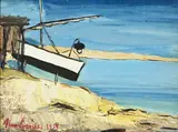 Alan Lowndes, Spanish fishing Boat, 1959, huile sur panneau