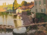 Albert Silvestre, Jeune pêcheur et sa barque au bord du lac, 1905, huile sur toile