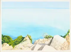 Pierre Montant, Sans titre, 1999, Vue sur l'horizon, huile sur papier
