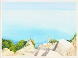 Pierre Montant, Sans titre, 1999, Vue sur l'horizon, huile sur papier