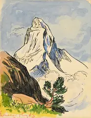 François Gos, Le Cervin, encre et aquarelle sur papier